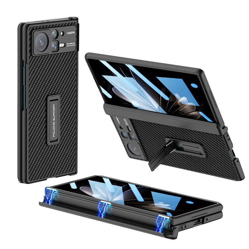 GKK For Xiaomi Mix Fold 2 5G Magnetic Hinge Protection Shockproof Kickstand Cover Texture PU Leather Coated PC Phone Case with Tempered Glass Film GKK For Xiaomi Mix Fold 2 5G Magnetic Hinge Protection Shockproof Kickstand Cover Texture PU Leather Coated PC Phone Case with Tempered Glass Film